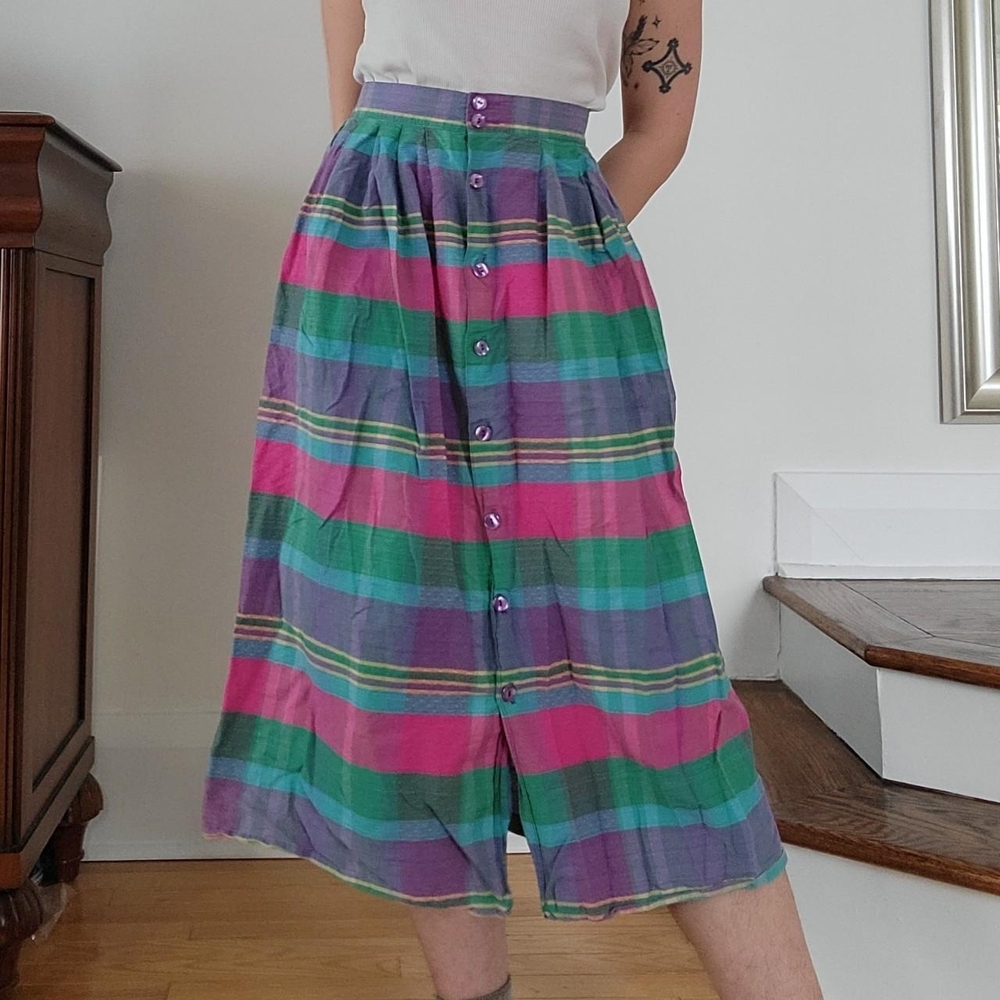 Colorful Striped Button-Down Skirt